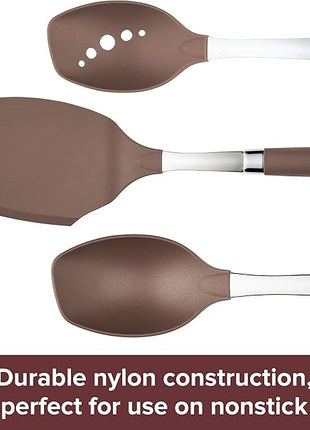 Anolon SureGrip Dishwasher Safe Nonstick Locking Cooking Tongs Set/Salad Serving Tools, 9 Inch and 12 Inch, Bronze Brown