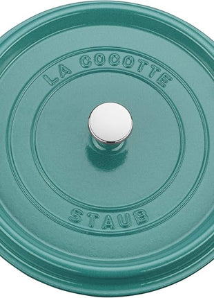STAUB Cast Iron 5.5-qt Round Cocotte, Serves 5-6, Made in France, Turquoise