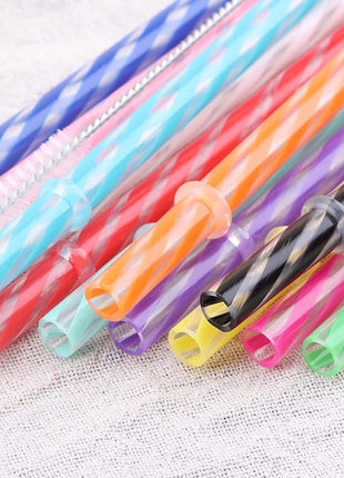 Dakoufish 12 Piece 11 Inch Reusable Plastic Thick Replacement Straws for 16 OZ 20 OZ 30 OZ Stanley,YETI,Starbucks, Owala Tumblers with Brush (11inch, Mix 12color)