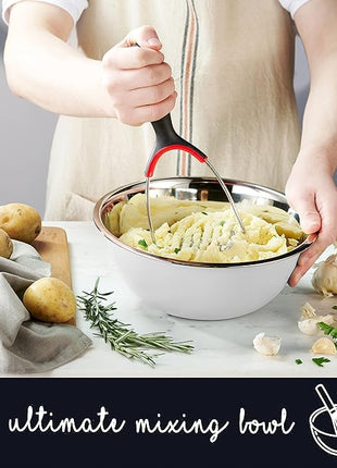 WHYSKO Stainless Steel Mixing Bowl Set, 10 Piece Stainless Steel Mixing Bowls with Lids Set for Food Prep Storage and Serving, Dishwasher Safe for Kitchen Baking Cooking, White