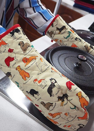 Oven Mitts Cotton Fashion Cute Dog Design 1pair Heat Resistant Oven Gloves Safe Cooking Baking Grilling Barbecue Machine Washable Pot Holders (Oven Mitts Dog Flower)