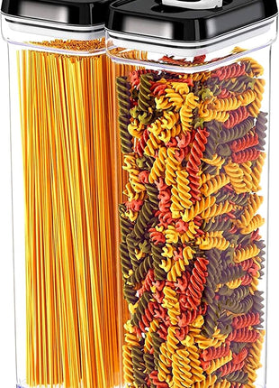 DWËLLZA KITCHEN Pasta Storage Containers for Pantry Airtight - 2 Pc Spaghetti Container Storage - Ideal for Spaghetti & Noodles, Kitchen Pantry Organization and Storage - Keeps Food Fresh & Dry