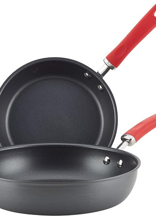 Rachael Ray Create Delicious Deep Hard Anodized Nonstick Frying Pan Set / Skillet Set - 9.5 Inch and 11.75 Inch, Gray