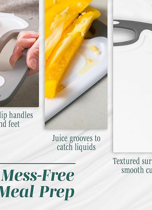 Cutting Boards for Kitchen - BPA-Free Chopping Board - Different Sizes & Non Slip Handles - Reversible, Large Cutting Board Set - Unique Gifts for Cooks Who Have Everything - 3-Pack Aqua