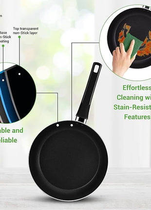 NutriChef 13-Piece Nonstick Cookware - Heat Resistant Kitchen Ware Set w/Saucepan, Frying Pans, Cooking Pots, Casserole, Lids, Ladle, Fork, Strainer - NCCWA13, Black