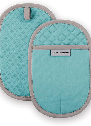 KitchenAid Asteroid Pot Holder 2-Pack Set, Aqua, 6.5"x10"