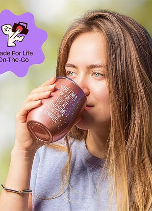 KLUBI Birthday Gifts for Women - Sometimes You Forget You're Awesome 12oz Funny Wine Tumbler With Lid and Straw Self Care Gift for Women Farewell Gifts for Coworkers College Care Package for Girls