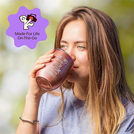 KLUBI Birthday Gifts for Women - Sometimes You Forget You're Awesome 12oz Funny Wine Tumbler With Lid and Straw Self Care Gift for Women Farewell Gifts for Coworkers College Care Package for Girls