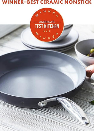 GreenPan Valencia Pro Hard Anodized Healthy Ceramic Nonstick 12" Frying Pan Skillet, PFAS-Free Cookware, Stainless Steel Handle, Induction Suitable, Dishwasher Safe, Oven Safe,