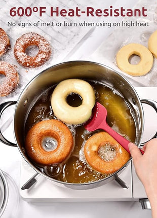 Heat Resistant Silicone Spatula Set: U-Taste 600ºF High Temp Seamless Food Grade Utensil, Flexible Rubber Silicon Kitchen Cooking Mixing Baking Scraper for Nonstick Cookware Set of 4 (Red)