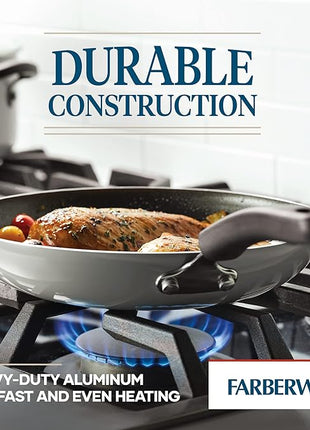 Farberware Cookstart DiamondMax Nonstick Frying Pans/Skillet Set, Dishwasher Safe, 8.25 Inch and 10 Inch, Silver