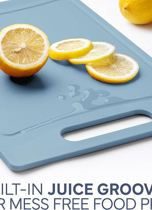 COOK WITH COLOR Non-Slip Cutting Board Set – Kitchen Essentials with Easy Grip Handle for Meat, Veggies, and Fruits, 4 Cutting Boards, Blue-New