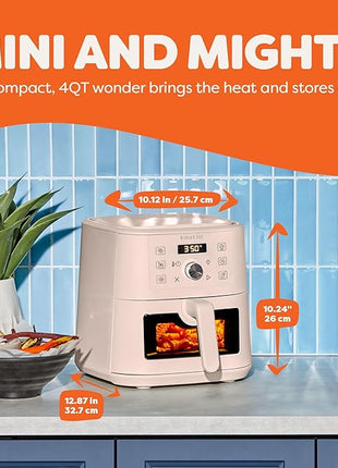 Instant Pot 4Qt VORTEX 6-in-1 Mini Air Fryer, Custom Program Options, Air Fry, Broil, Roast, Dehydrate, Bake, Reheat, Rosewater, 4 Quarts