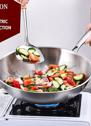 LOLYKITCH 12 Inch Tri-Ply Stainless Steel Wok Pan with Lid,Induction Stir-Fry Pan,Dishwasher and Oven Safe,Heavy Duty and Detachable Handle