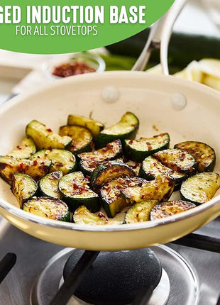 GreenLife Artisan Healthy Ceramic Nonstick, 8" and 10" Frying Pan Skillet Set, Stainless Steel Handle, Induction, PFAS-Free, Dishwasher Safe, Oven Safe, Yellow