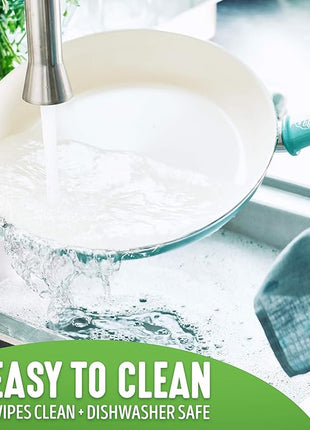 GreenLife Soft Grip Healthy Ceramic Nonstick 12 Piece Cookware Pots and Pans Set, PFAS-Free, Dishwasher Safe, Turquoise