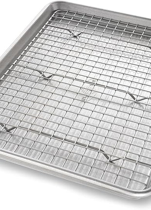 USA Pan Jelly Roll Baking Pan and Bakeable Cooling Rack, Nonstick Commercial Quality