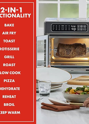 Emeril Lagasse Extra Large French Door Air Fryer Toaster Oven Combo, 24 Cooking Functions and Digital Controls, 7 Accessories Included, Stainless Steel Finish, 26QT Capacity