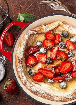 Miereirl 6 Quart Enameled Dutch Oven Pot with Lid, Cast Iron Dutch Oven with Dual Handles for Bread Baking, Cooking, Non-stick Enamel Coated Cookware (Red)