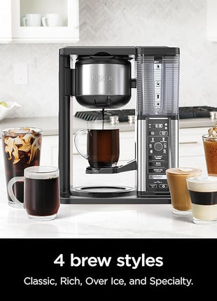 Ninja Specialty Coffee Maker, Hot & Iced Coffee, 6 Brew Styles, 8 Sizes, Small Cup to Travel Mug, 10-Cup Carafe, Fold-Away Frother, Permanent Filter, Removable Reservoir, Black, CM401