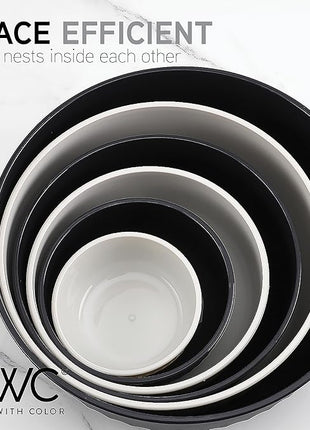 COOK WITH COLOR Prep Bowls with Lids- Wide and Deep Nesting Plastic Small Mixing Bowl Set with Lids, 12 Piece Set - Wide Bowls, Speckled Black