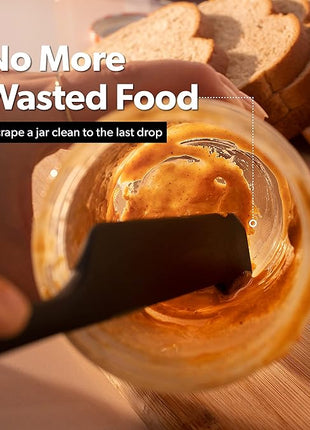 DI ORO Silicone Jar Spatulas for Scraping - Rubber Spatulas Silicone Heat Resistant - Kitchen Spatulas Nonstick Cookware Safe - Silicone Utensil Set for Blenders, Mixing, Baking, & Makeup (5pc, Black)