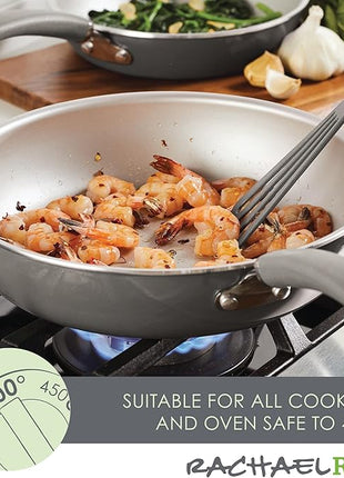 Rachael Ray Create Delicious Nonstick Cookware Induction Pots and Pans Set, 13 Piece - Gray Shimmer