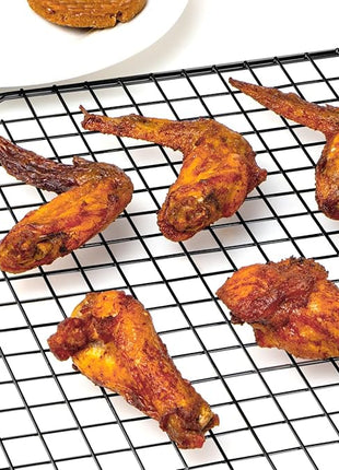 BRIOUT Cooling Rack for Baking, 16x10 Inches Baking Rack, Thick Wire Cookie Rack for Cooking, Roasting, Grilling, Drying, Oven Safe, Fits Half Sheet Pan, Black