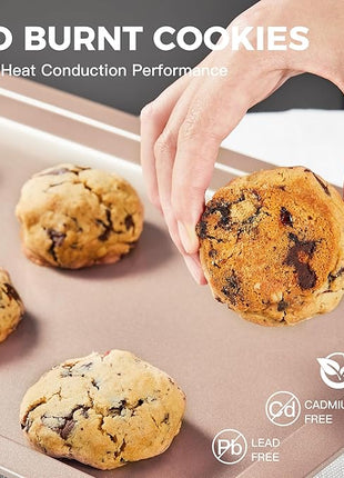 HONGBAKE Cookie Sheets, Baking Sheet Set, Nonstick Oven Pan with Wider Grips, 3 Pack Half/Jelly Roll/Quarter Baking Tray, Premium & Dishwasher Safe