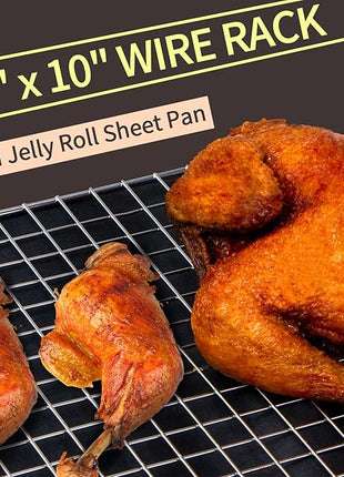 Cooling Rack for Baking, 16x10 Inches Baking Rack, Thick Wire Cookie Rack for Cooking, Roasting, Grilling, Drying, Oven Safe, Fits Half Sheet Pan