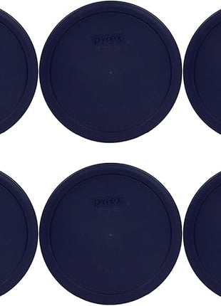 Set of 6 Pyrex Blue Round Storage Lid Cover fits 6 & 7 cup Round Dishes # 7402-PC (6)