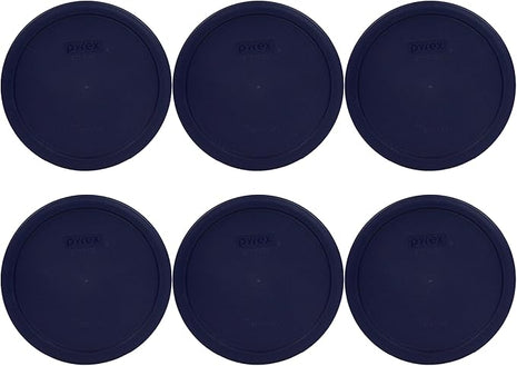Set of 6 Pyrex Blue Round Storage Lid Cover fits 6 & 7 cup Round Dishes # 7402-PC (6)