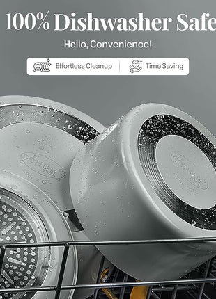 Gotham Steel 5 Quart Stock Pot Multipurpose Pasta Pot with Strainer Lid & Twist and Lock Handles, Ceramic Nonstick Cooking Pots + Pasta Strainer Lid, Spaghetti Pot, Dishwasher Safe