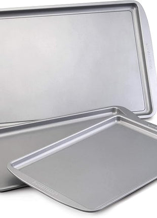 Farberware Nonstick Bakeware 3-Piece Cookie Pan Set, Gray
