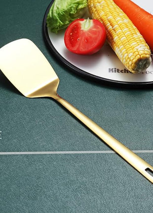Berglander Gold Spatulas, Solid Turner Titanium Gold Plating, Barbecue Metal Spatulas Turner For Cooking, Kitchen, Dishwasher Safe, Easy to Clean