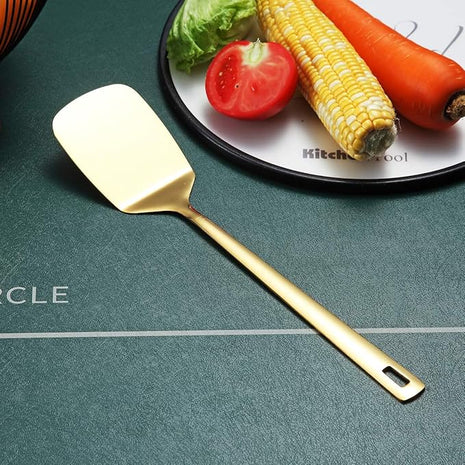 Berglander Gold Spatulas, Solid Turner Titanium Gold Plating, Barbecue Metal Spatulas Turner For Cooking, Kitchen, Dishwasher Safe, Easy to Clean