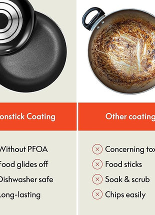 bella Cookware Set, 12 Piece Pots and Pans with Utensils, Nonstick PFOA Free Scratch Resistant Cooking Surface Compatible with All Stoves, Nylon and Aluminum, Black