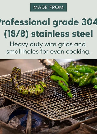 Ultra Cuisine Stainless Steel 8.5 x 12-inch Cooling and Baking Rack - Oven-Safe - Dishwasher-Safe - Heavy Duty - Tight Wire Bake for Oven Cooking - Quarter Sheet Pan - Ideal as Roasting Rack