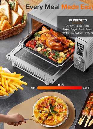 Nuwave Bravo Pro Smart 21QT Toaster Oven Air Fryer Combo, Convection Oven Countertop, 10 functions all in 1, with even & quick crisp technology, 50-450°F, 1800W, Stainless Steel
