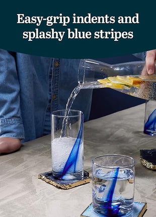 Libbey Blue Ribbon 16 Piece Tumbler and Rocks Glass Set, Infused Blue Ribbon Drinkware Glasses Set, Artisan Inspired Four-Dimple Shaped Rock Glasses, Dishwasher Safe Tumbler Glasses Set