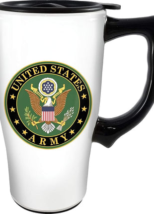 Spoontiques - Ceramic Travel Mugs - Army Cup - Hot or Cold Beverages - Gift for Coffee Lovers
