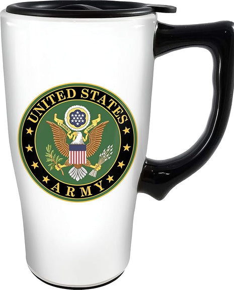 Spoontiques - Ceramic Travel Mugs - Army Cup - Hot or Cold Beverages - Gift for Coffee Lovers
