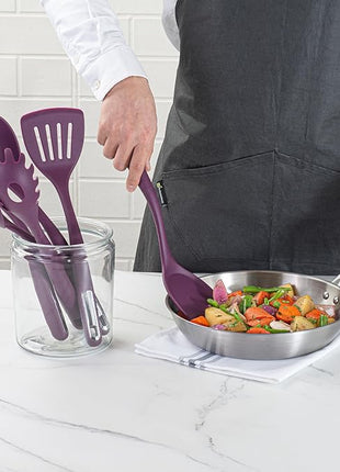 Restaurantware-Met Lux Kitchen Utensil Set, 1 Silicone Utensil Set - Consists 6 Pieces, High-Heat Tolerance, Purple Silicone Kitchen Utensils, For No-Stick Cookware