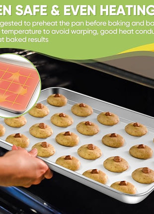 TeamFar Stainless Steel Baking Sheet, 20’’ x 14’’ Large Baking Sheet Pan Bakeware Set Cookie Sheets for Baking, Roasting, Cooking, Non Toxic, Mirror Finish & Dishwasher Safe