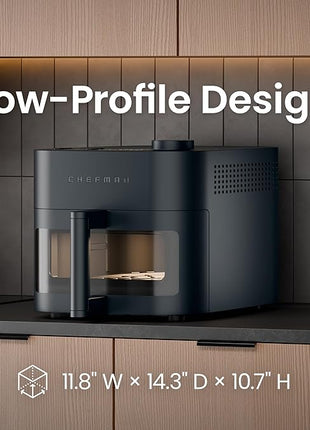 Chefman Crispinator Air Fryer 6-in-1 with 8 Qt capacity, 450°F Max Temp with TurboFry Pro Technology for Fast and Even Results, Viewing Window, Nonstick Ceramic Basket