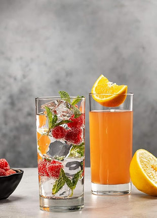 Godinger Highball Drinking Glasses, Italian Made Tall Glass Cups, Water Glasses Drinking Set, Cocktail Glasses - 14oz, Set of 4, Made In Italy