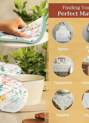 Maison d'Hermine Pot Holders 100% Cotton Heat Resistant Potholders 8" x 8" Hot Pads with Loop BBQ, Cooking, Baking, Grilling, Kitchen, Handling Hot Pans Spring/Summer (Pack of 1, Colmar)