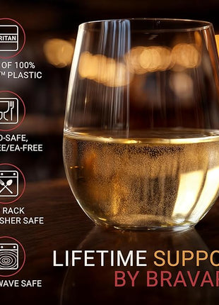 Unbreakable Stemless Plastic Wine Glasses | Reusable | Shatterproof 100% Tritan Plastic | Dishwasher-Safe | BPA-free | Awesome for Indoor & Outdoor | 13 oz, Set of 8