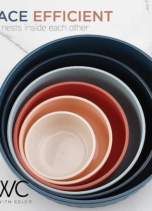 COOK WITH COLOR Prep Bowls with Lids- Wide and Deep Nesting Plastic Small Mixing Bowl Set with Lids, 12 Piece Set - Wide Bowls, Multicolor