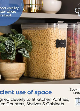 Cereal Containers Storage Set Large (4L,135.2 Oz), Airtight Food Storage Containers for Kitchen & Pantry Organization, Cereal Storage Container Set for Crunchiness, BPA Free Dispenser Keepers (4)